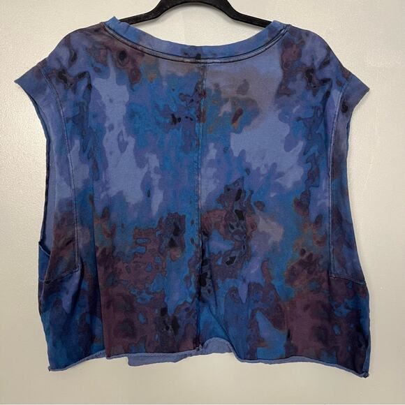 Free People Movement Oversized Cutoff Cropped Tank Raw Hem Blue Purple Size L - Picture 3 of 8
